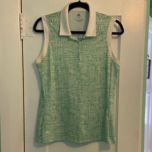 Adidas White and Green Women's Golf Shirt